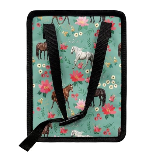 Image of Talayituse Horse Flower Print Car Trash Can with Lid, Leak Proof Auto Trash Bag Hanging Vehicle Garbage Can Multipurpose Storage Container for Back Seat Road Trip