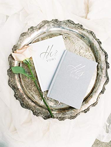 Wedding Vow Book Keepsakes (2 Book Set, His & Hers) Linen Hardcover - Bonus Wedding Day Cards - Vow Renewal - Bridal Shower Gifts - Booklet - Journal - Future Mrs & Mr #TOP2