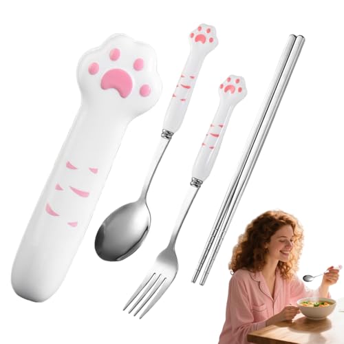 Eastuy Palillos Garra de Gato | Juego de Cubiertos Palillos Garras de Gato - Utensilios Reutilizables De Acero Inoxidable Para Cocina Escuela Restaurante Casa Camping