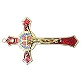 Ciieeo Katholisches Metallkreuz Dekoration in Gold Langlebiges Legierungsornament mit Glatter Oberfläche Stilvolles Religiöses Schmuckstück für Innenbereich und Gebetsplatz Auffälliges