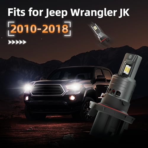 Image of Fits for Jeep Wrangler JK 2010-2018 High Low Dual Beam FOG Lights Combo | 4pcs Super Bright White Dual Beam and Fog Lights Blubs for JK JKU Wrangler 2010-2018, 1:1 Size as Stock Bulbs, Plug and Play