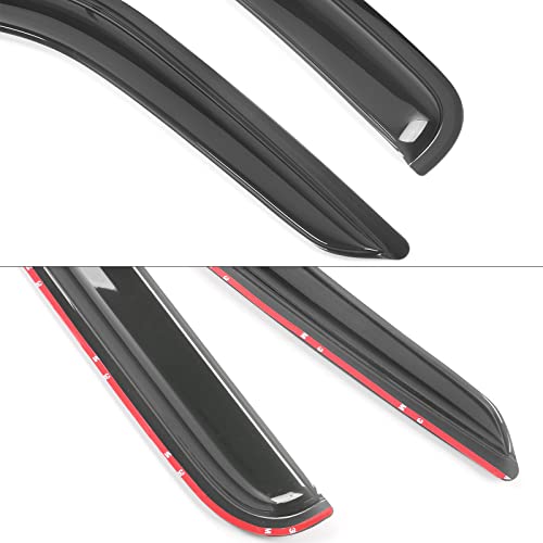 Tape On External Window Visor Compatible With 2002-2007 Jeep Liberty, Slim Style Acrylic Smoke Tinted&Semi-Transparent Sun Rain Shade Guard Wind Vent Air Deflector Ikon Motorsports #TOP4