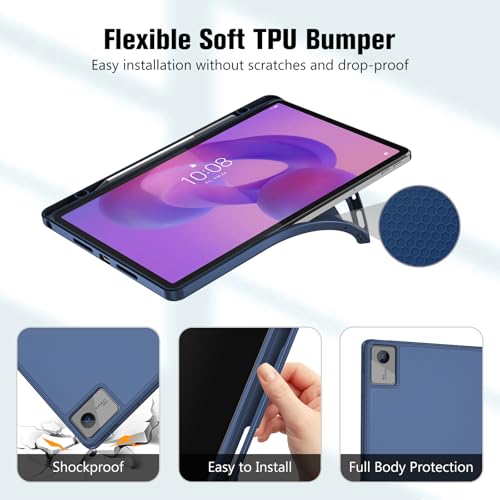 ProCase Funda para Lenovo Idea Tab 11" 2025 TB-336ZU/TB-336FU, Funda Folio con Soporte para Lápiz, Funda Protectora de TPU Suave -Azul Oscuro