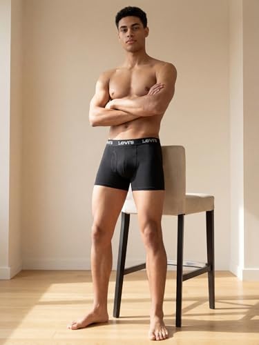 Image of Levi's 001 Classic Boxer Brief for Men | 100% Pure Cotton | Solid | Mid-Rise Men's Underwear | Anti-Roll Waistband | Durable Comfort with Extra Supportive Gusset | Functional Fly | Pack of 2