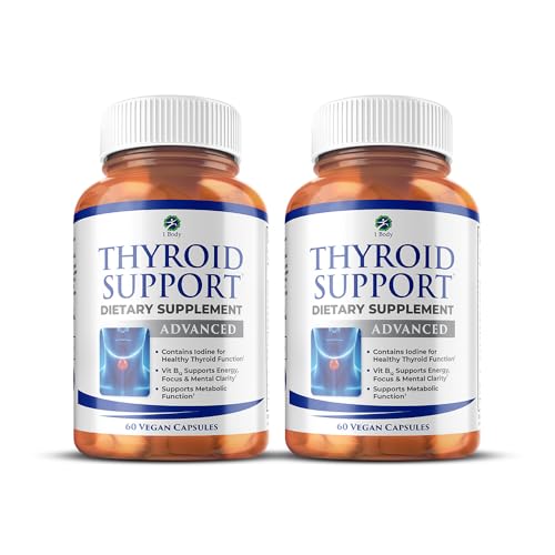 Image of 1 Body Thyroid Support Supplement, 90-Day Supply, 2 Pack with B12, Iodine, Zinc, Selenium, Ashwagandha, Non-GMO Vegetarian Formula (60 Count (Pack of 2))