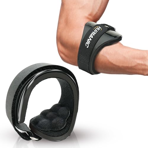 HURIANIC Tennis Elbow Brace for Men & Women, Elbow Strap Support for Tendonitis and Golfers Elbow Pain Relief, Counterforce Forearm Brace Band with Pad Black
