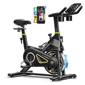 Exercise Bike, Adjustable Magnetic Resistance Stationary Bikes for Home Cardio with Exclusive App, Indoor Bike with 330lbs Weight Capacity Comfortable Seat, Tablet Mount and Fitness Courses
