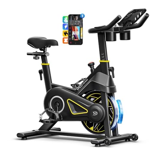 YPOO Exercise Bike, Magnetic Stationary Bikes for Home with Exclusive App, 300lbs Weight Capacity Indoor Cycling Bike Silent Belt Drive with Tablet Mount and Fitness Courses for Weight Loss