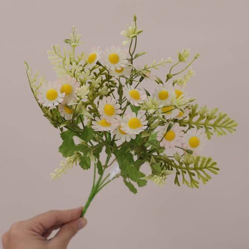 Pumixiy Colorido ramo de margaritas artificiales en diseño de flores de seda para decoración versátil de la habitación, elegante y elegante decoración del hogar con atractivo atemporal (rosa claro)