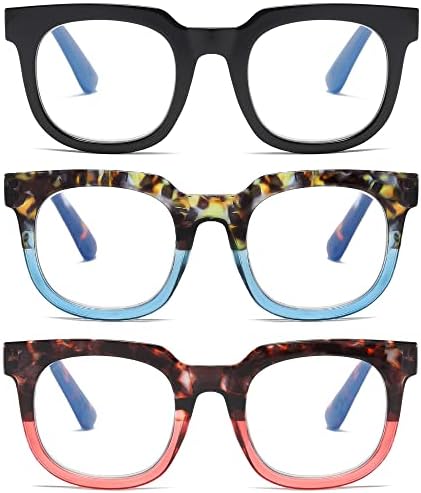 FSRTEP Oversized Reading Glasses For Women Blue Light Blocking Computer Readers Spring Hinge Retro +2.25