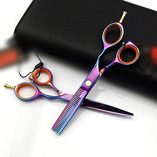 Ensemble ciseaux de coiffure professionnels plats et dents colorés - 2