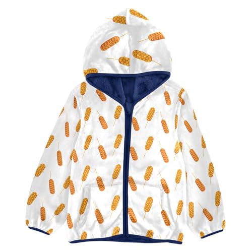 Korean Corn Dog Girls Fleece Jacket Girls Fall Jacket Girls Zip Up Hoodie Girls Sherpa Jacket 2-10T