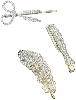 مشبك شعر للحفلات والخروجات والأفراح والاحتفالات ومناسبات الأعياد، لون فضي (3 قطع)