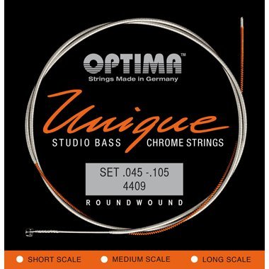 Optima 4409L Elektrobass-Saiten Satz - UNIQUE CHROME Gitarrensaiten - E-Bass-Saiten - Long Scale, Medium Spannung, Roundwound, Chrom Umspinnung - Made in Germany