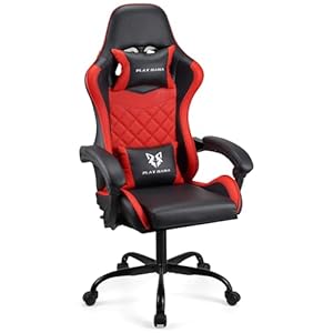 Gaming chair Office chair Swivel chair Computer chair Work chair Desk chair Ergonomic Chair Racing chair Leather chair Video game chairs (Red,lumbar pad)