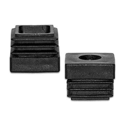 Image of Flyshop Black M8 Threaded Plastic Plugs Square Tube End Caps Tubing Plugs Inserts Furniture Glider 30 mm x 30 mm 4 Pcs
