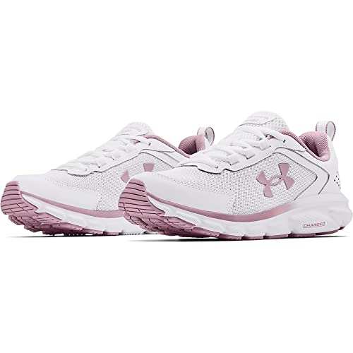 Image of Under Armour Women's Charged Assert 9 Running Shoe, White (101) /Mauve Pink, 8.5 Wide