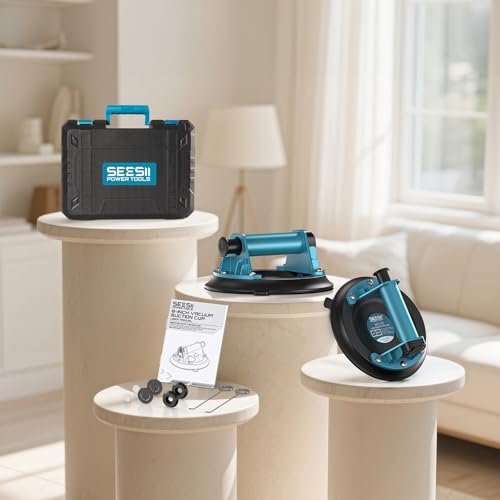 SEESII Suction Cups for Glass Lifting: 8" Tile Suction Cup Lifter with Handle and Pump, 200KG Load Capacity Heavy Duty Vacuum Lifter for Lifting Large Tile, Granite, Metal, Windows (2-Pack) image 8