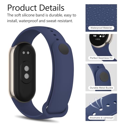 Image of Vanjua Watch Strap for Xiaomi Smart Band 10 /9 /8, Soft Silicone Adjustable Sport Wrist Band for Xiaomi Mi Band 8 /9 /10 Smart Watch (No Watch)