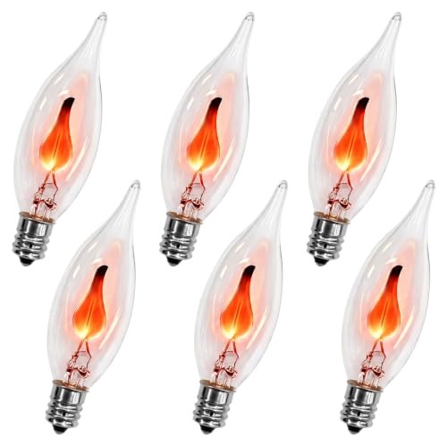 SUNSGNE C26 Flicker Flame Light Bulbs 6 Pack, 1 Watt, E12 Base