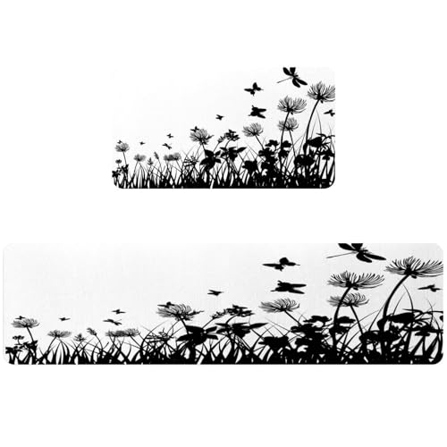 Alfombrillas de cocina antideslizantes VAPOKF lavables con diseño de mariposas pack de 2 2