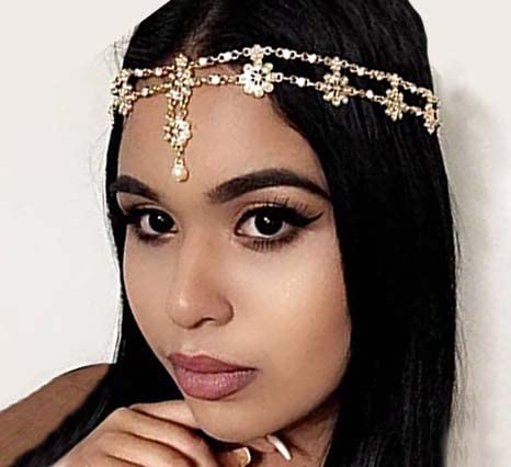 Fashband Chaîne de tête de mariée avec perles dorées pour femme et fille