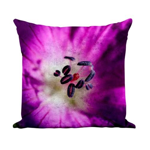 Coussin similicuir blanc 40x40 cm fleur violette avec housse - 2