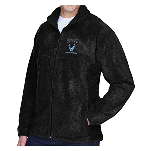 VetFriends.com US Air Force Vereran Fleece Jacket with Tradtional Hap Arnold Wings Embroidered2