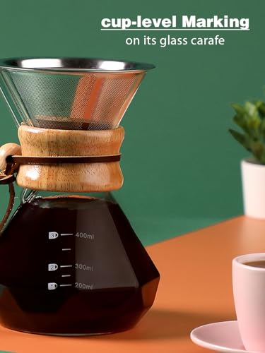 Image of The Gentleman Pour Over Coffee Maker | Glass V60 Coffee Dripper | Clasic Design | Use with Conical Filter Papers | Slow Manual Brew | Strong Smooth Flavour | Borosilicate Glass (Gulp - 800 ML)