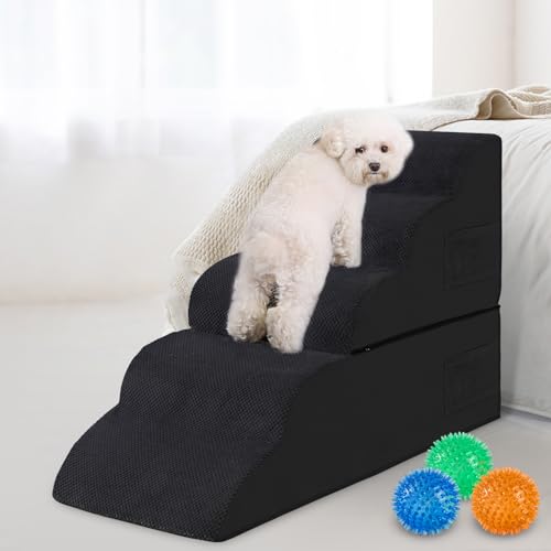 HRONRAD Escadas para Cães para Camas Altas, Rampas de Espuma de 5 Degraus para Cães Pequenos, Fundo