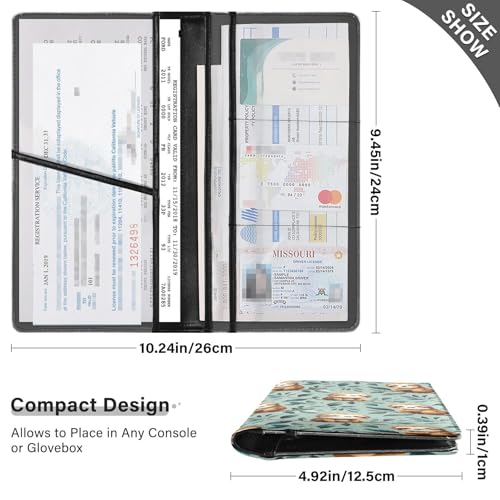 Car Registration and Insurance Holders Sloth Cute Leaves Print, PU Leather for License Documents Cards3