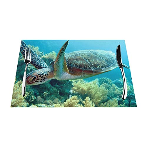 Lot de 4 sets de table tortue de mer idée cadeau maison - 2