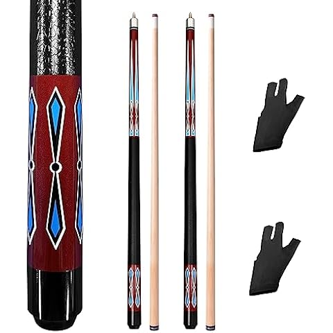 MoyanSuper 58 inch Set of 2 Pool Cue Sticks, 2 Piece Maple Billiard Cue Stick 20 Oz Great for House or Bar Cover