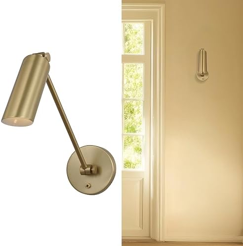 Scott Living 1-Light Frasar Modern Wall Sconce in Satin Brass Finish with Satin Brass Shade DJW1121SB, Vanity Light for Bathroom Decor, Bathroom Lighting Fixture Over Mirror for Home Improvement