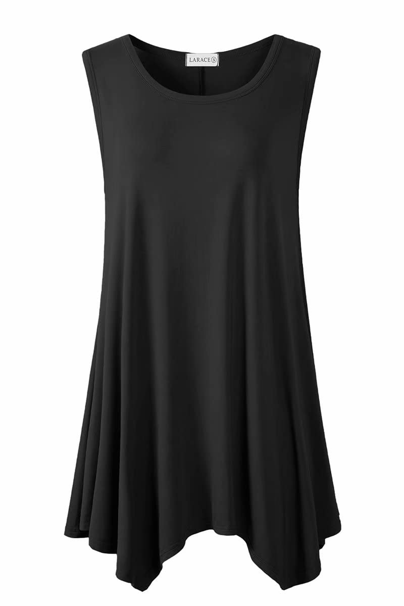 LARACE Womens Plus Size Tank Tops Summer Sleeveless Shirts Casual Loose Tunic Blouses