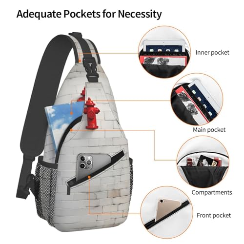 Bolso bandolera con estampado de pared de ladrillo blanco miniatura 4