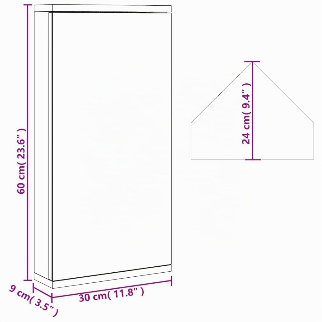 vidaXL Armadietto Angolare con Specchio da Bagno Bianco 30x24x60 cm
