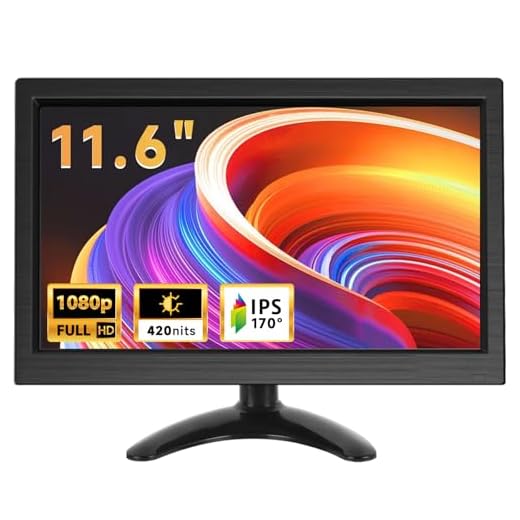 podofo Monitor portatile da 11,6 pollici 1920 * 1080P HD LCD, Mini Monitor per PC, sorveglianza, computer, Raspberry Pi con HDMI/VGA/BNC/AV/Altoparlante integrato/VESA, 12-24V