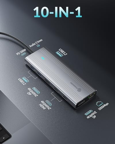 PHIXERO 10 in 1 USB Docking Station Dual Monitor 4K@60HZ for Mac M1/M2, Displaylink Dock with 2 HDMI & 2 DP, 100W PD - Image 4