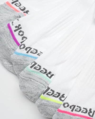 Image of Reebok Women's No Show Athletic Breathable Low Cut Cushioned Socks (12 Pack), Size 4-10, White Marl,(RVW211LC23003-D)