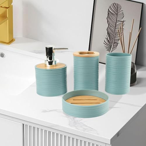 Set de baño completo con dispensador de jabón en material PP resistente 7