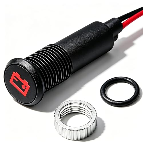 Taiss 8mm(5/16") 12V LED Metal Indicator Light, Red Battery/Alternator Warning Dash Pilot Light for Automotive Car Truck