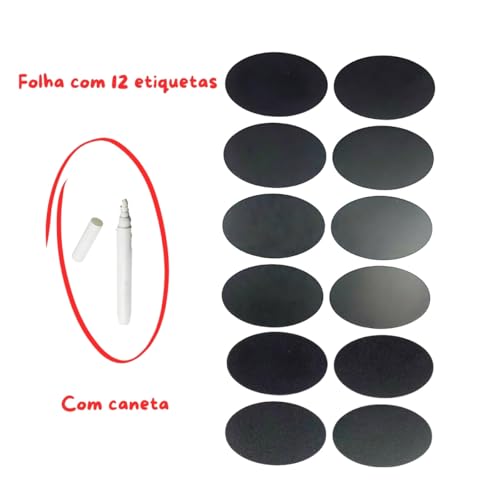 Kit de 48 Etiquetas Adesiva com Caneta para Identificação de Potes Alimentos e Temperos, Caixas e Li