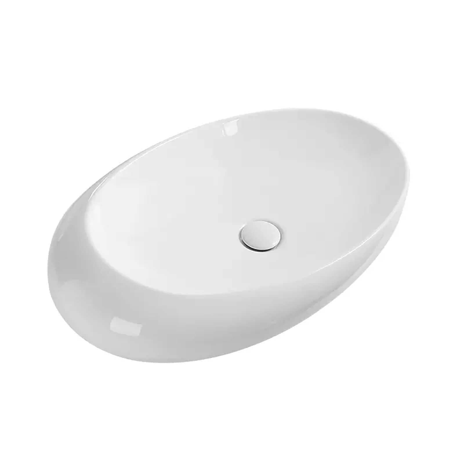 Sjdopulse White Vessel Sink Vessel Vanity Sink Modern Oval Bathroom Vessel Sink Bowl Above Counter Porcelain Ceramic Bathroom Vessel Vanity Sink Art Basin Elegant Egg Shape Bathroom Sin,Ch