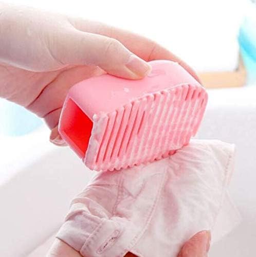 Miniatura 4 de 2 piezas de color caramelo mini tabla de lavar de silicona creativa de mano, perfecta para limpiar collares, puños difíciles de limpiar (azul, rosa)