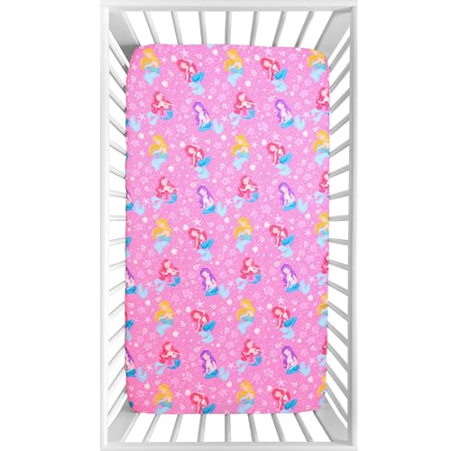 Image of Mermaid Fitted Crib Sheet - 100% Hypoallergenic Microfiber, 52 inch x 28 inch Crib Mattress Sheet, Ultra-Soft & Breathable Baby Bedding with Enchanting Mermaid Design, Pink