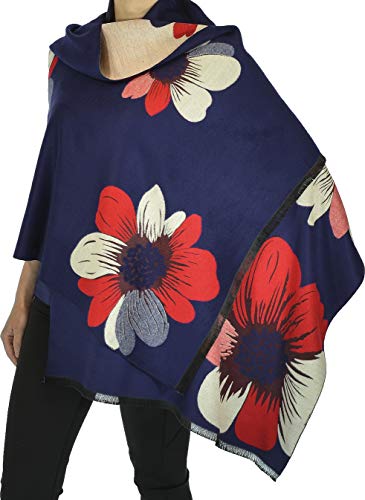 Hand By Hand™ Cashmere Reversible Floral Scarf Frayed-Edge Woven Shawl