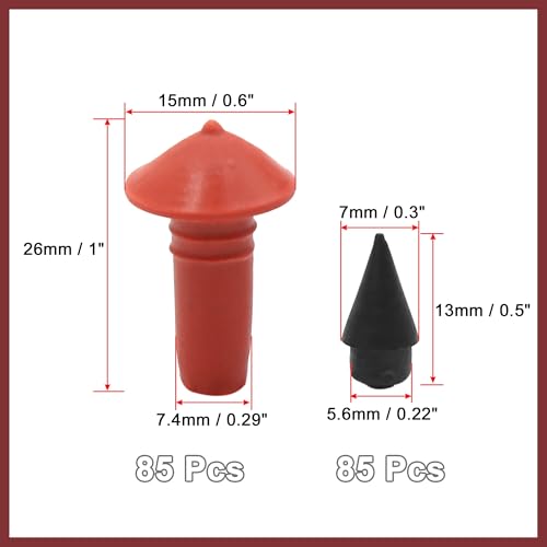 Image of 170Pcs Car Universal Mushroom Shaped Tire Repair Insert Plugs Red Black Replace Parts