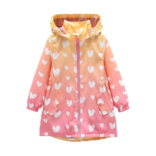 Beessbest Girls Rain Jackets Waterproof Hooded Fleece Lined Raincoats Cartoon Print Lightweight Windbreakers for Kids