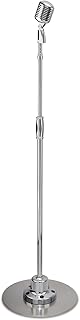 Pyle Retro Microphone, Classic Vintage Style, Unidirectional Audio, Adjustable Stand, XLR Cable, Silver Finish, Dynamic Vocal Performance Mic with 49-69” Swing Stand and Detachable Microphone